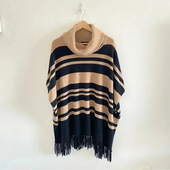 CHARTER CLUB Cashmere Poncho Striped L/XL - Picture 2 of 8